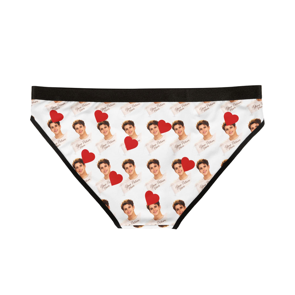 Photo-Print Bikini Briefs with Heart Pattern