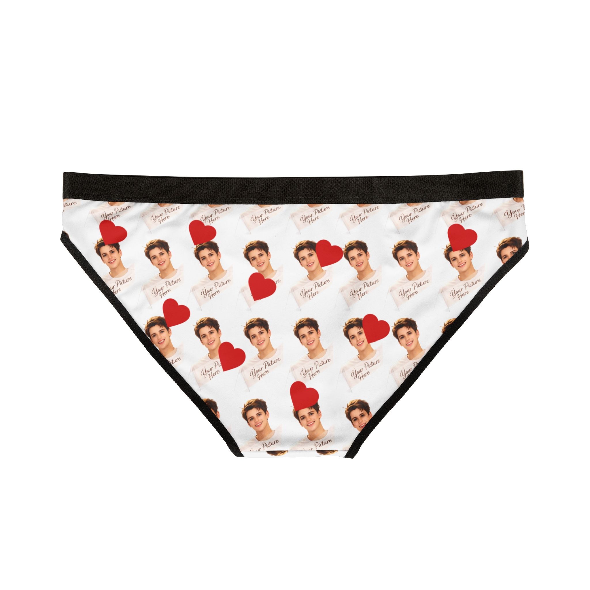 Photo-Print Bikini Briefs with Heart Pattern