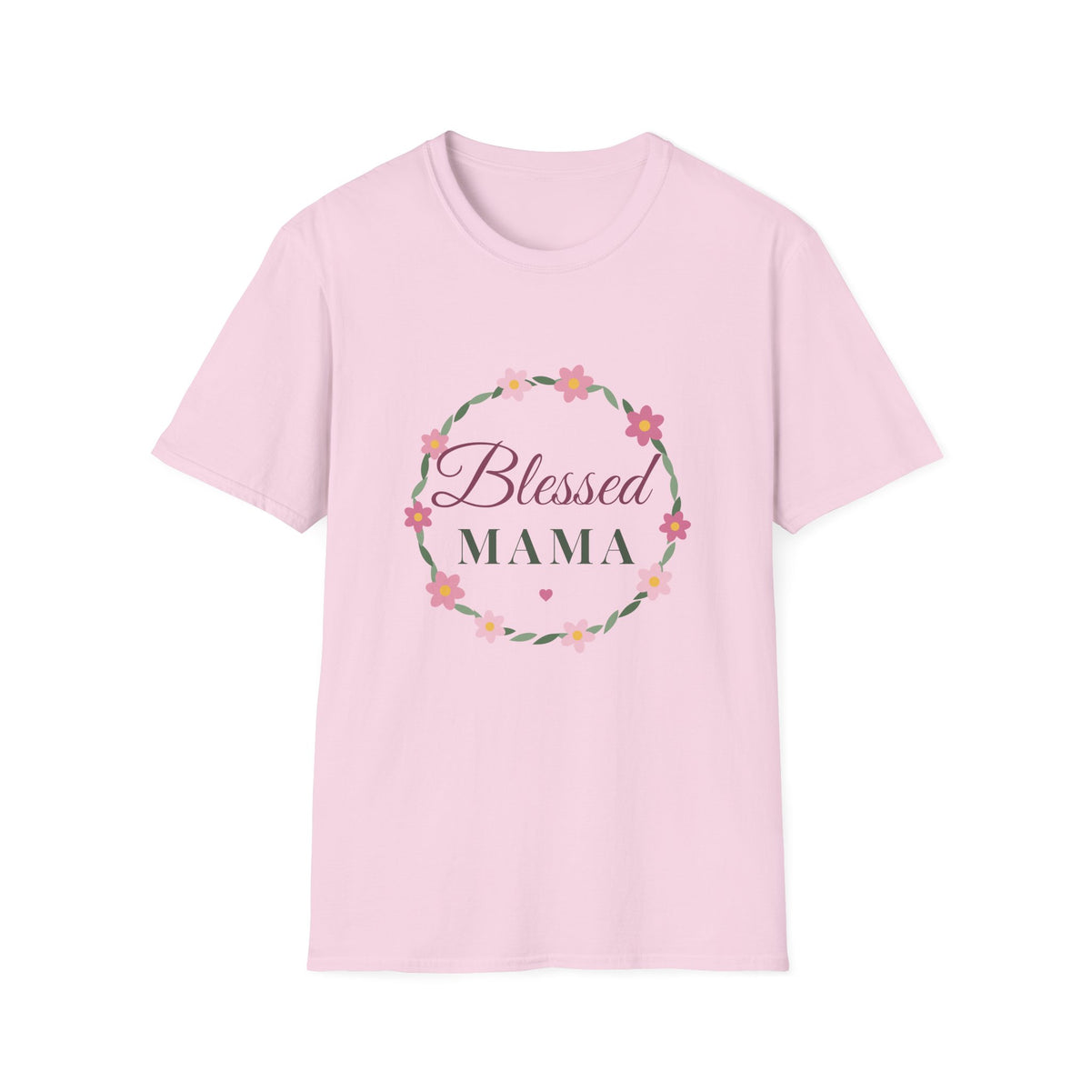 Blessed Mama Floral Wreath Tee — Christian Mom T-Shirt, Mother's Day Gift