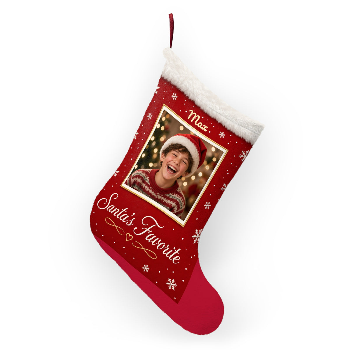 Personalized Photo Christmas Stocking – Custom Pet or Family Photo & Name Stocking