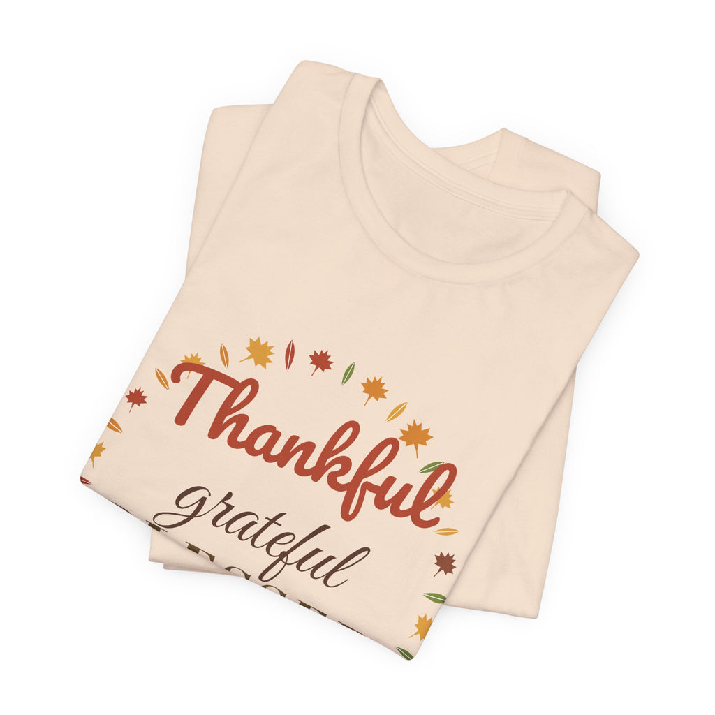 Thankful Grateful Blessed Tee — Fall Leaves & Pumpkin Thanksgiving T-Shirt