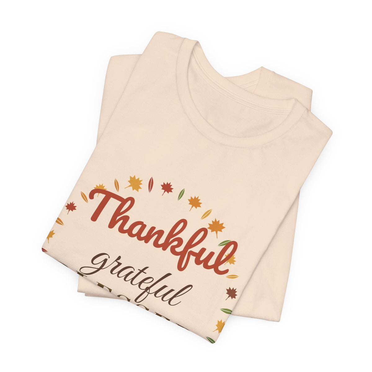 Thankful Grateful Blessed Tee — Fall Leaves & Pumpkin Thanksgiving T-Shirt