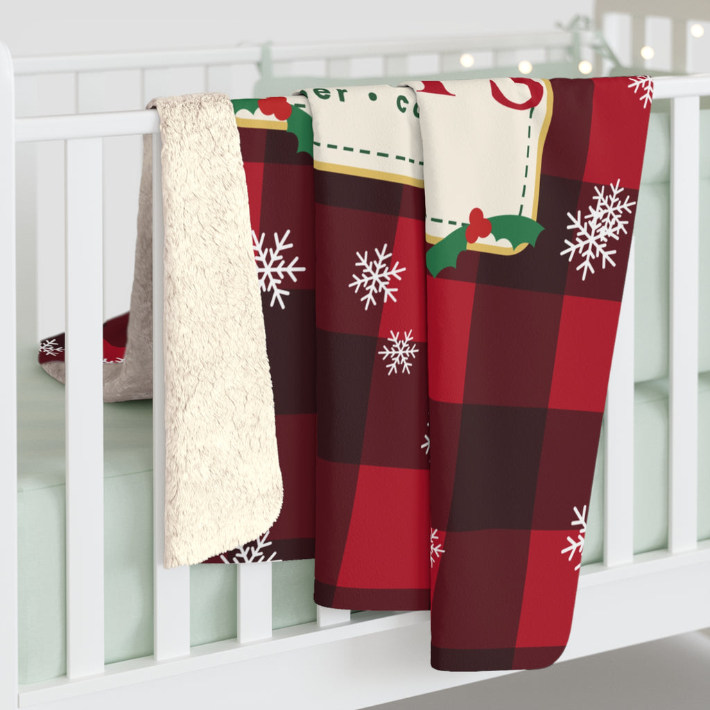 Home for the Holidays Sherpa Blanket — Buffalo Plaid Christmas Fleece Throw
