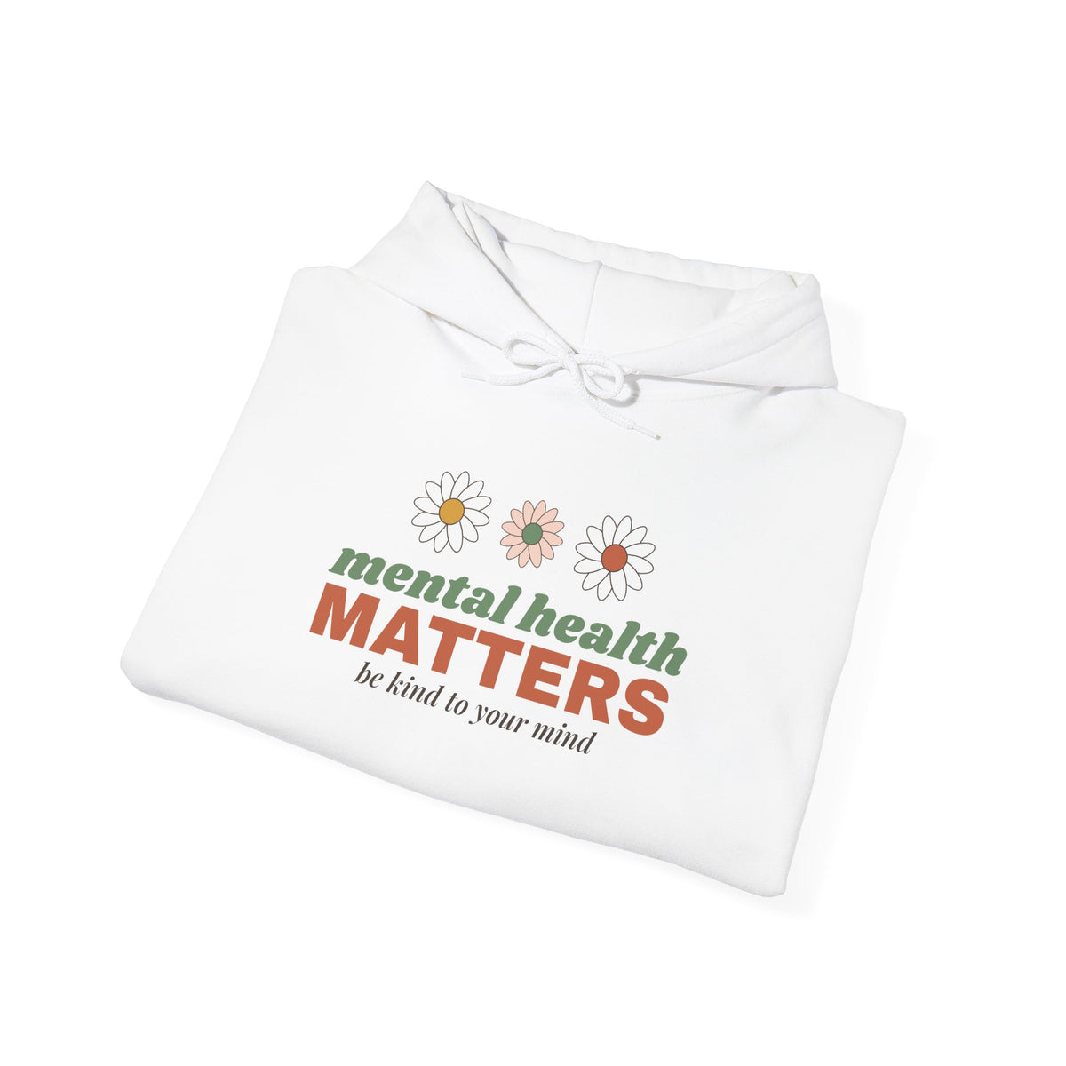 Mental Health Matters Hoodie — Be Kind to Your Mind Retro Daisy Hooded Sweatshirt