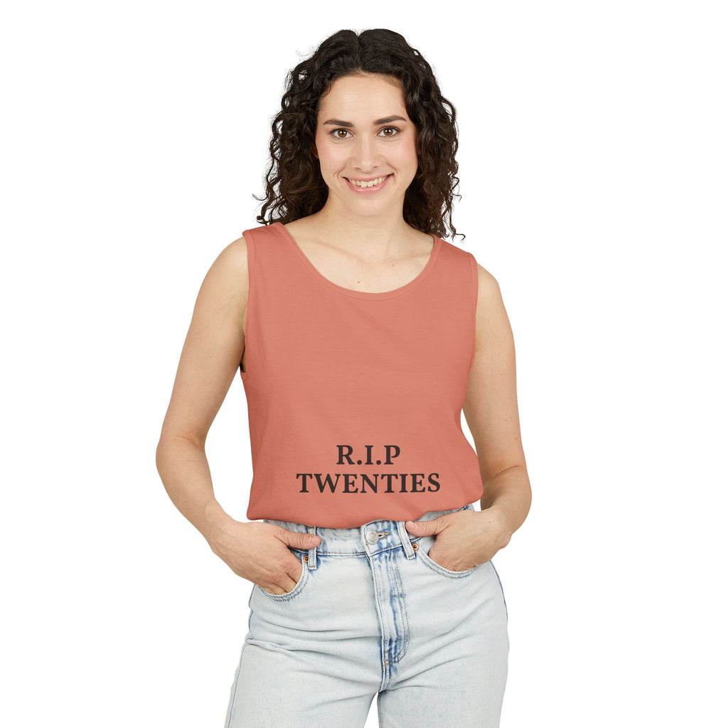 R.I.P. Twenties Tank Top — Funny 30th Birthday Retirement of Your 20s Tee