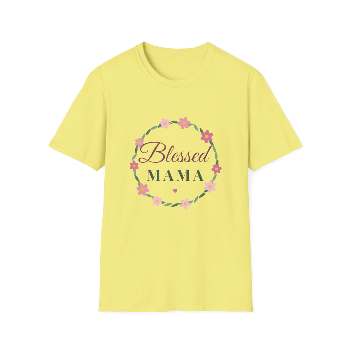 Blessed Mama Floral Wreath Tee — Christian Mom T-Shirt, Mother's Day Gift