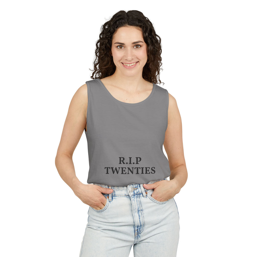 R.I.P. Twenties Tank Top — Funny 30th Birthday Retirement of Your 20s Tee