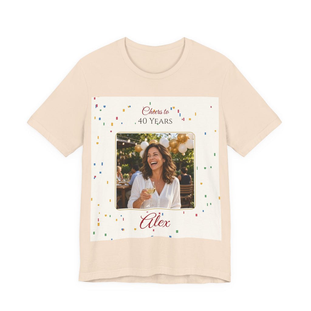 Cheers to 40 Years Personalized Photo Tee – Custom Milestone Birthday Shirt