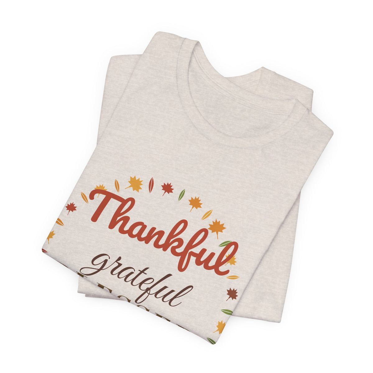 Thankful Grateful Blessed Tee — Fall Leaves & Pumpkin Thanksgiving T-Shirt
