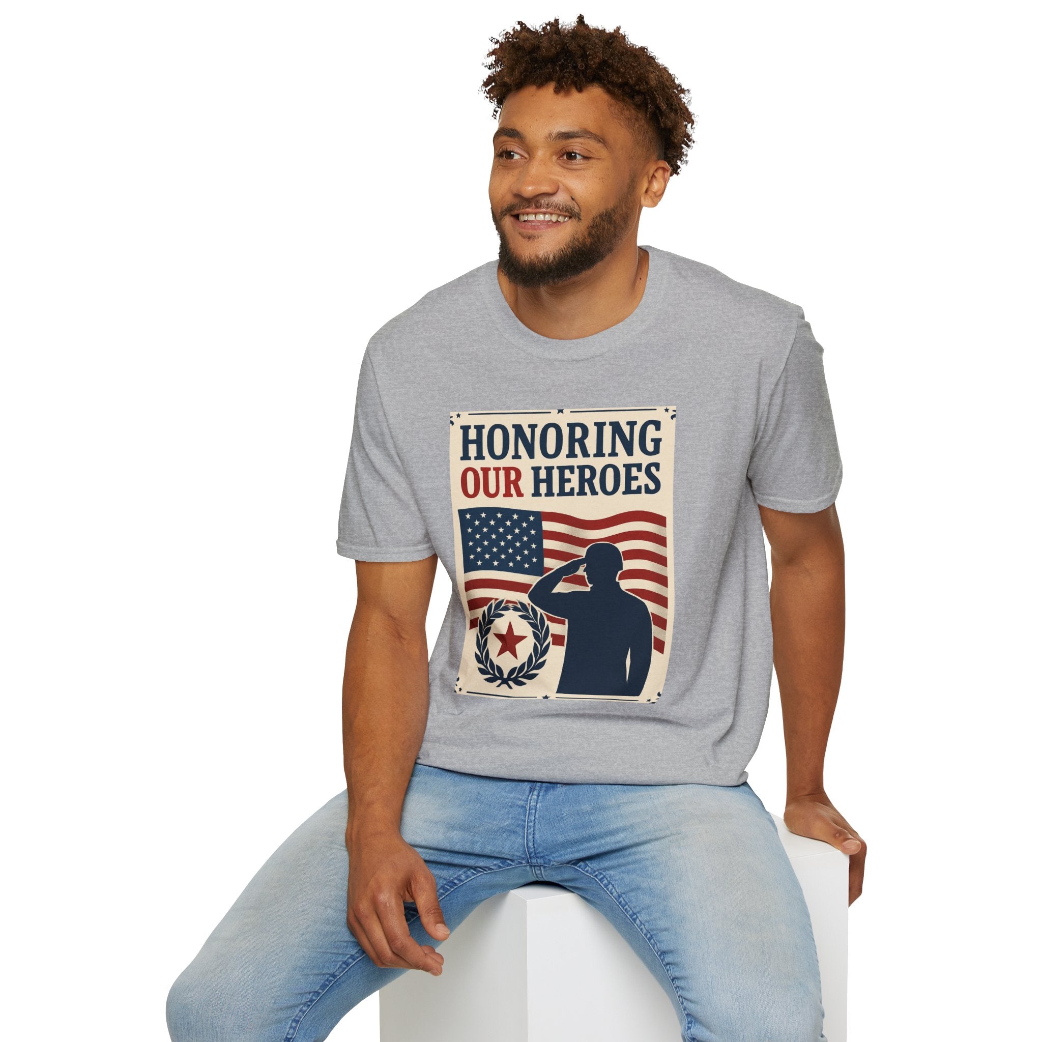 Honoring Our Heroes Patriotic T-Shirt — Salute, American Flag Memorial Tee
