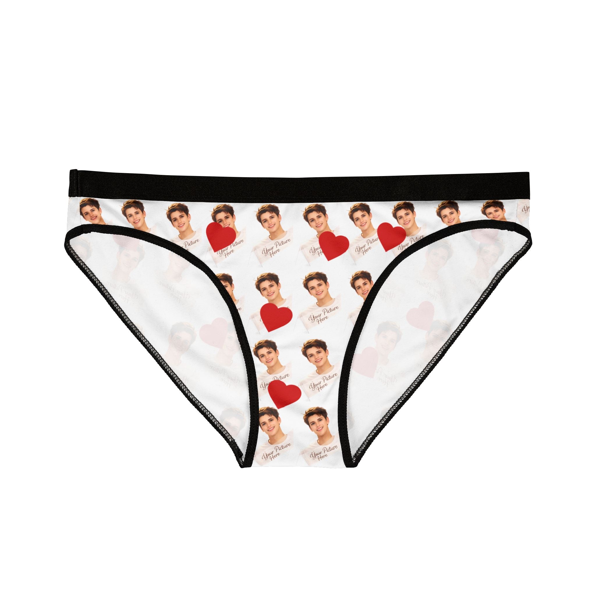 Photo-Print Bikini Briefs with Heart Pattern