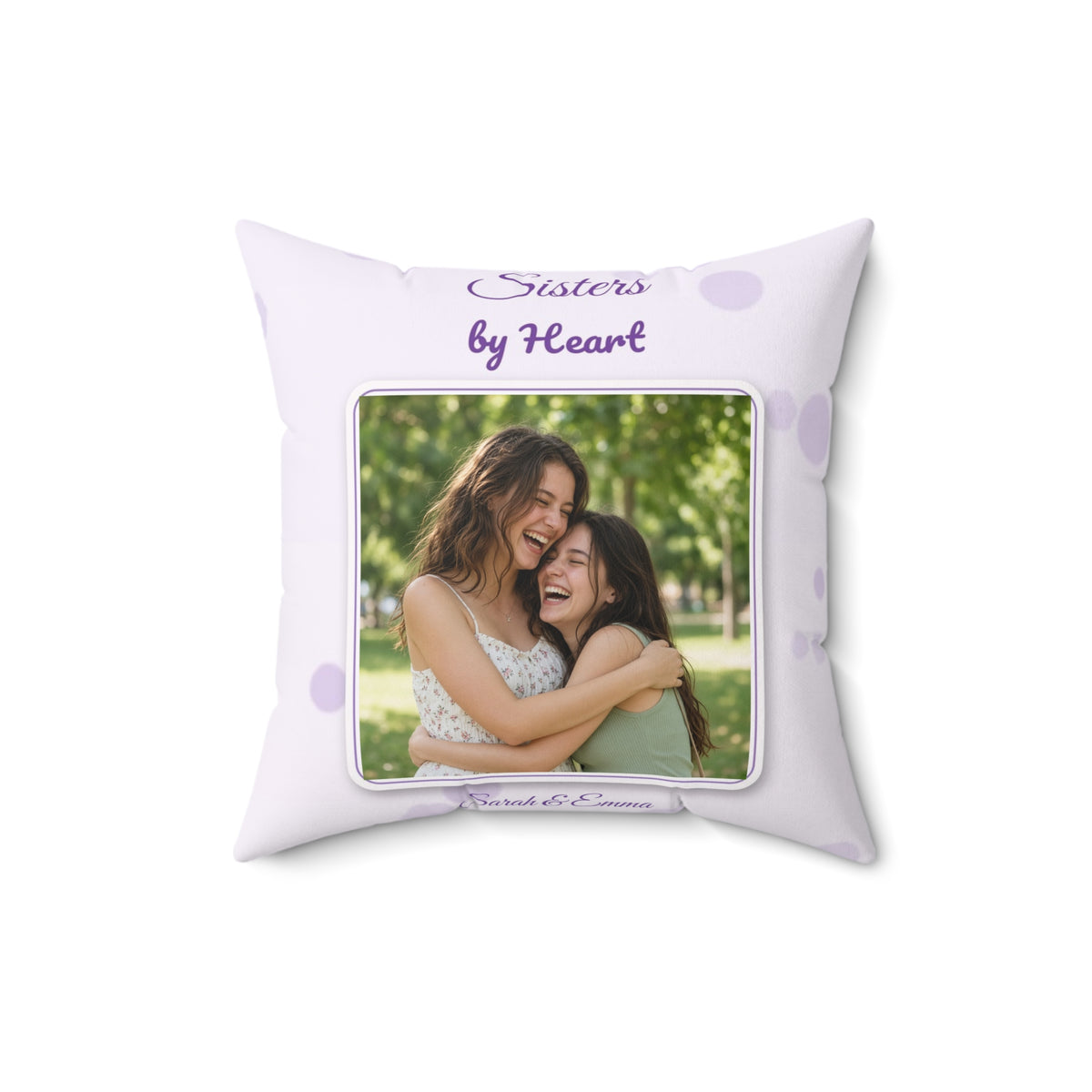 Sisters by Heart Personalized Photo Pillow – Custom Best Friend Gift