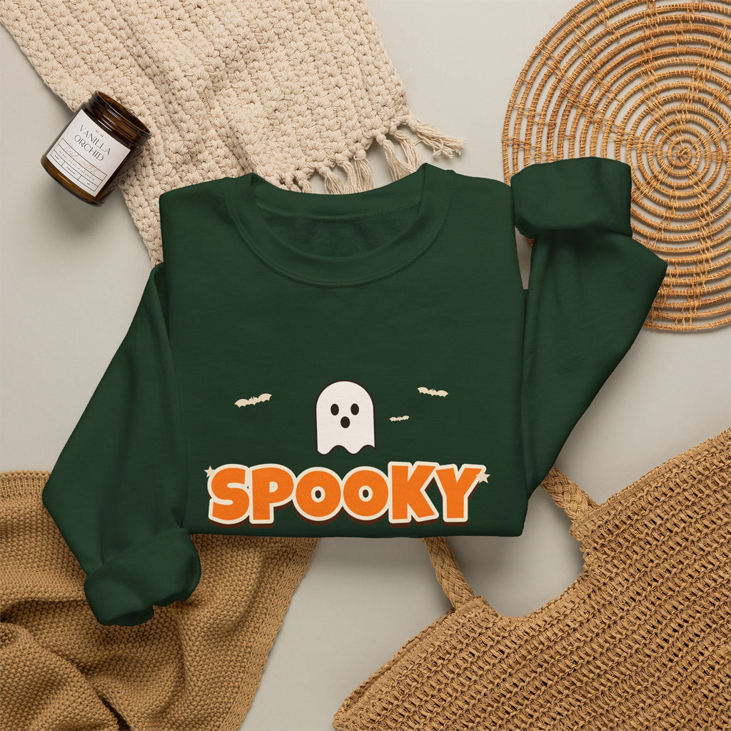 Spooky Mama Halloween Sweatshirt — Retro Pumpkin & Ghost Crewneck for Moms