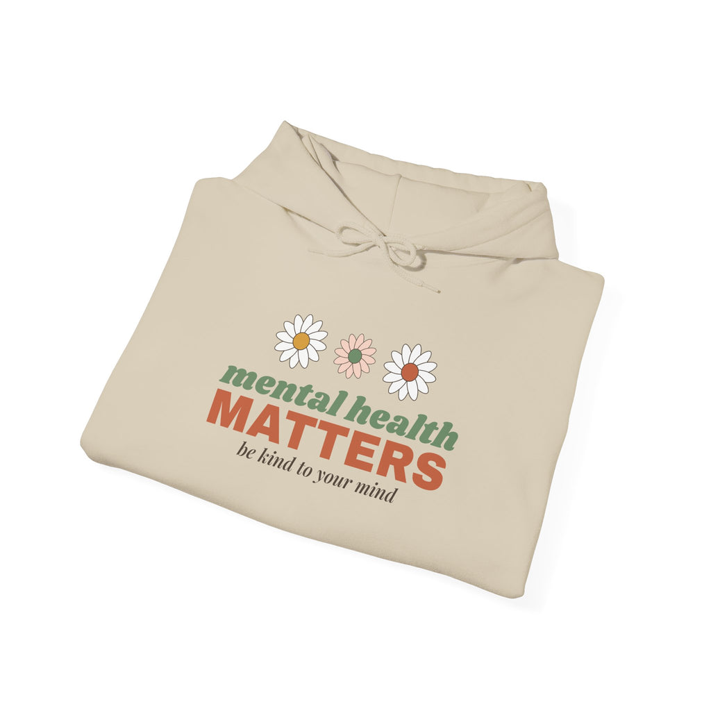 Mental Health Matters Hoodie — Be Kind to Your Mind Retro Daisy Hooded Sweatshirt