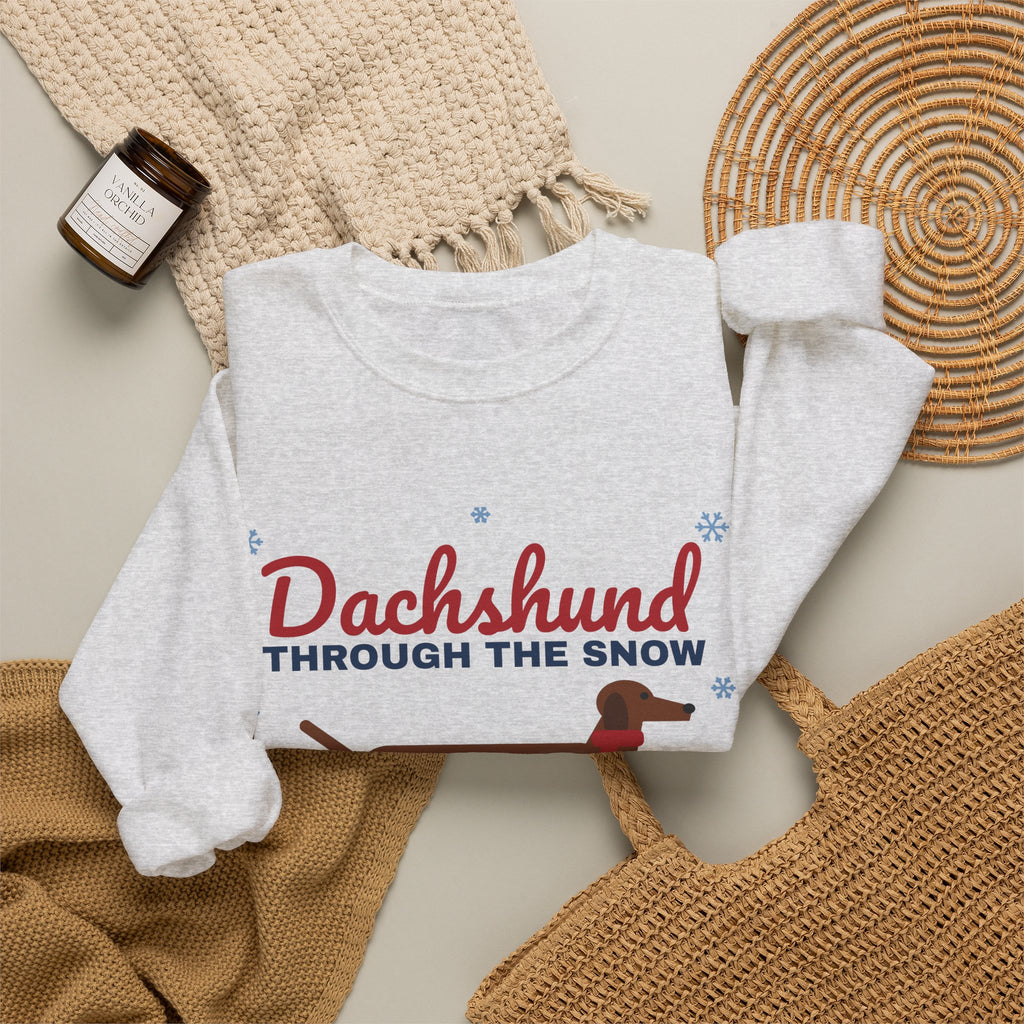 Dachshund Through the Snow Sweatshirt — Funny Wiener Dog Christmas Crewneck