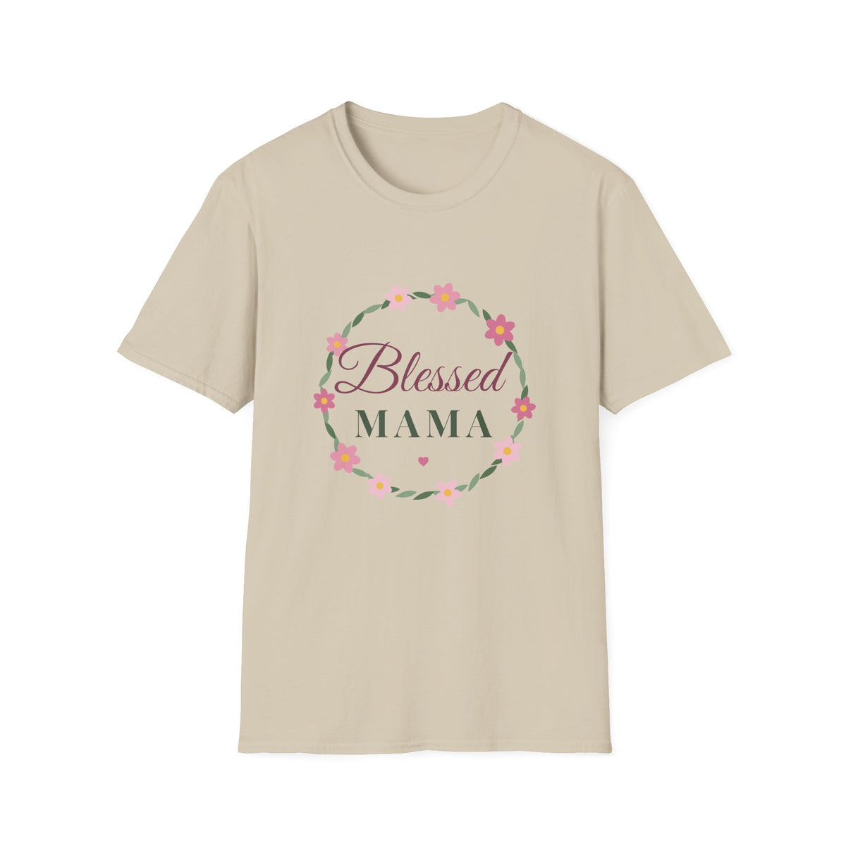 Blessed Mama Floral Wreath Tee — Christian Mom T-Shirt, Mother's Day Gift