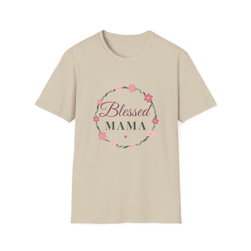 Blessed Mama Floral Wreath Tee — Christian Mom T-Shirt, Mother's Day Gift