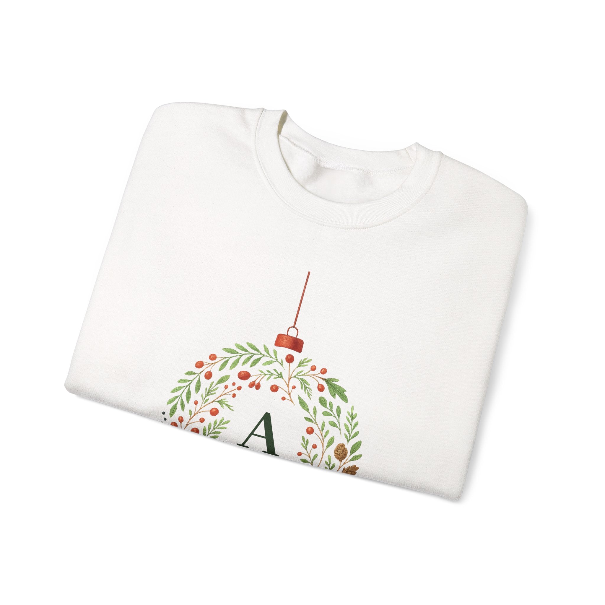 Monogram Holiday Ornament Crewneck Sweatshirt — Personalized 'Your Family Holiday Home'