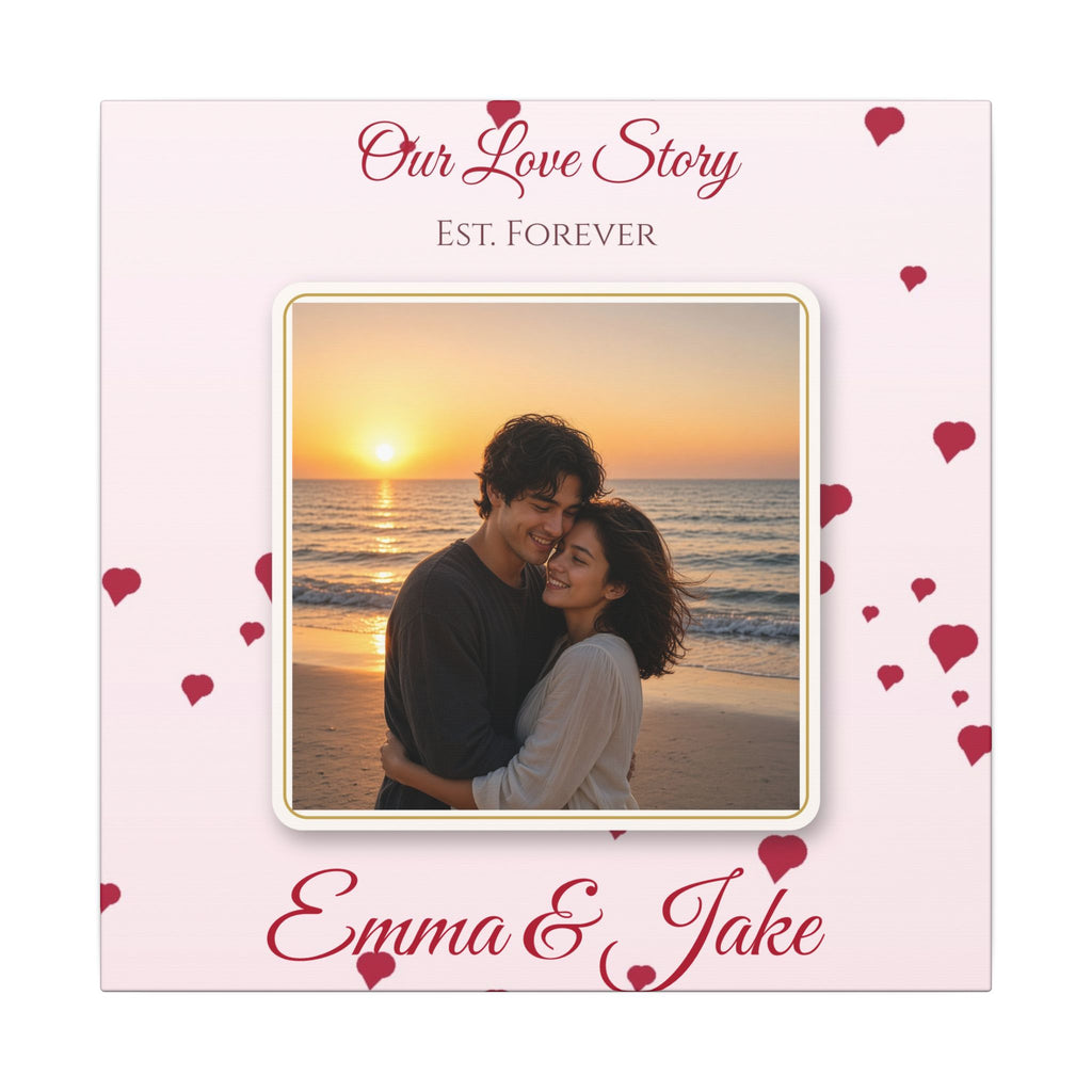 Our Love Story Personalized Couple Photo Canvas – Custom Anniversary Wall Art