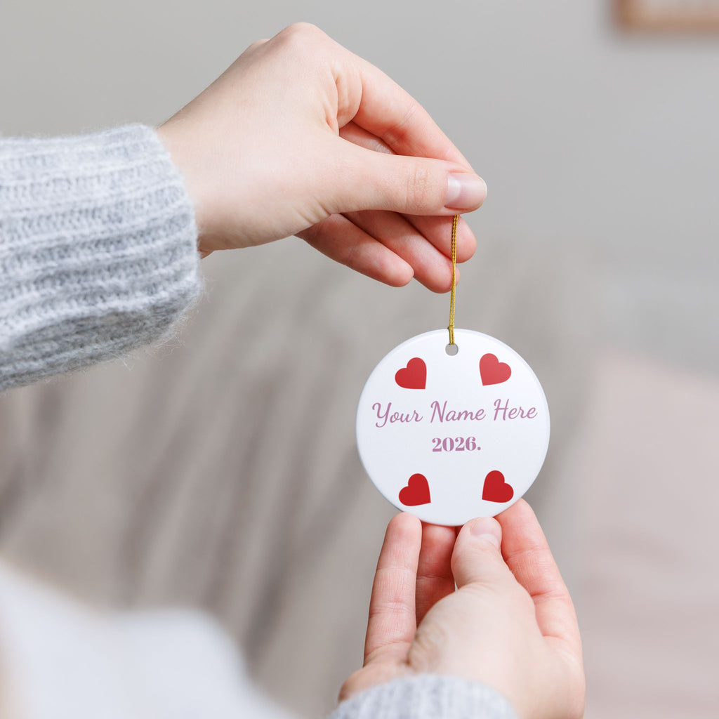 Personalized Heart Ceramic Ornament – Custom Name & 2026 Keepsake
