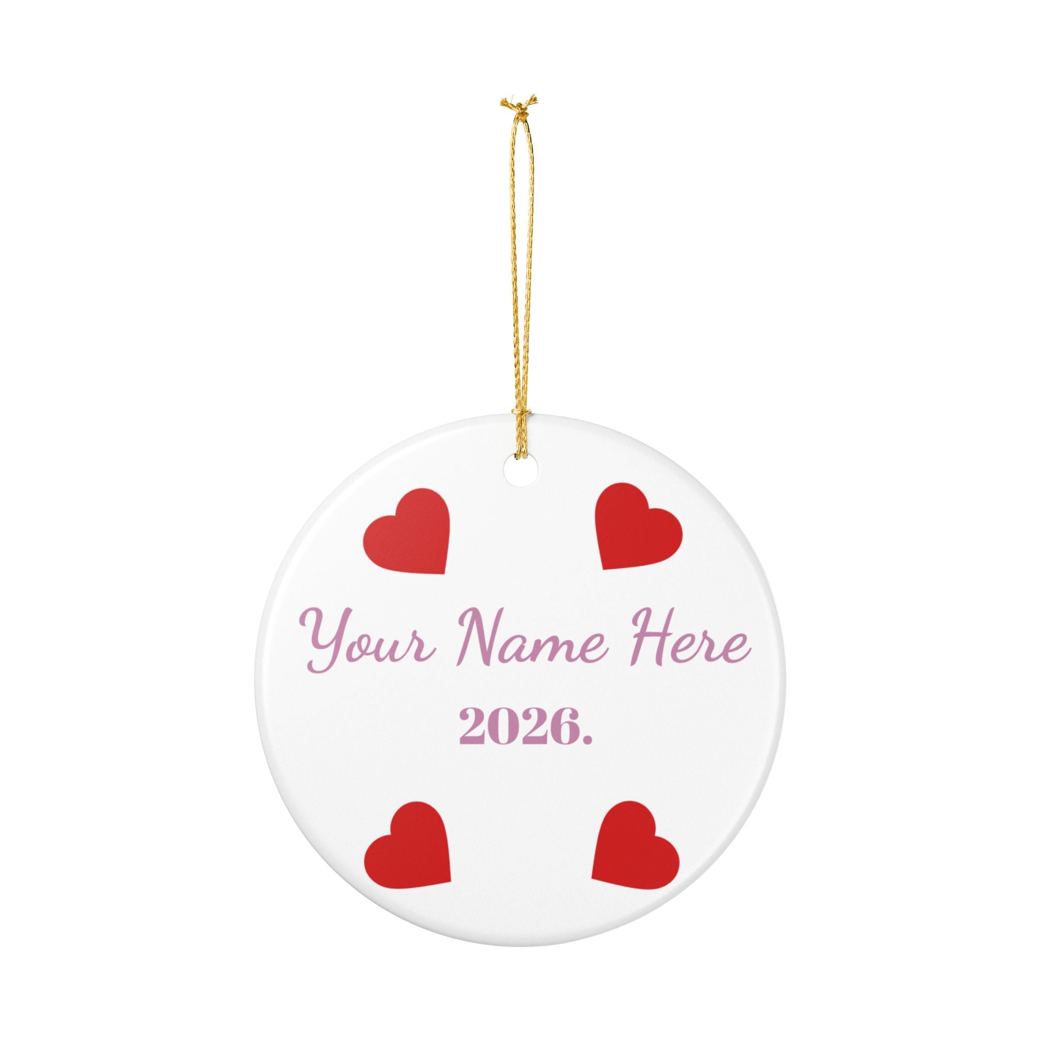 Personalized Heart Ceramic Ornament – Custom Name & 2026 Keepsake