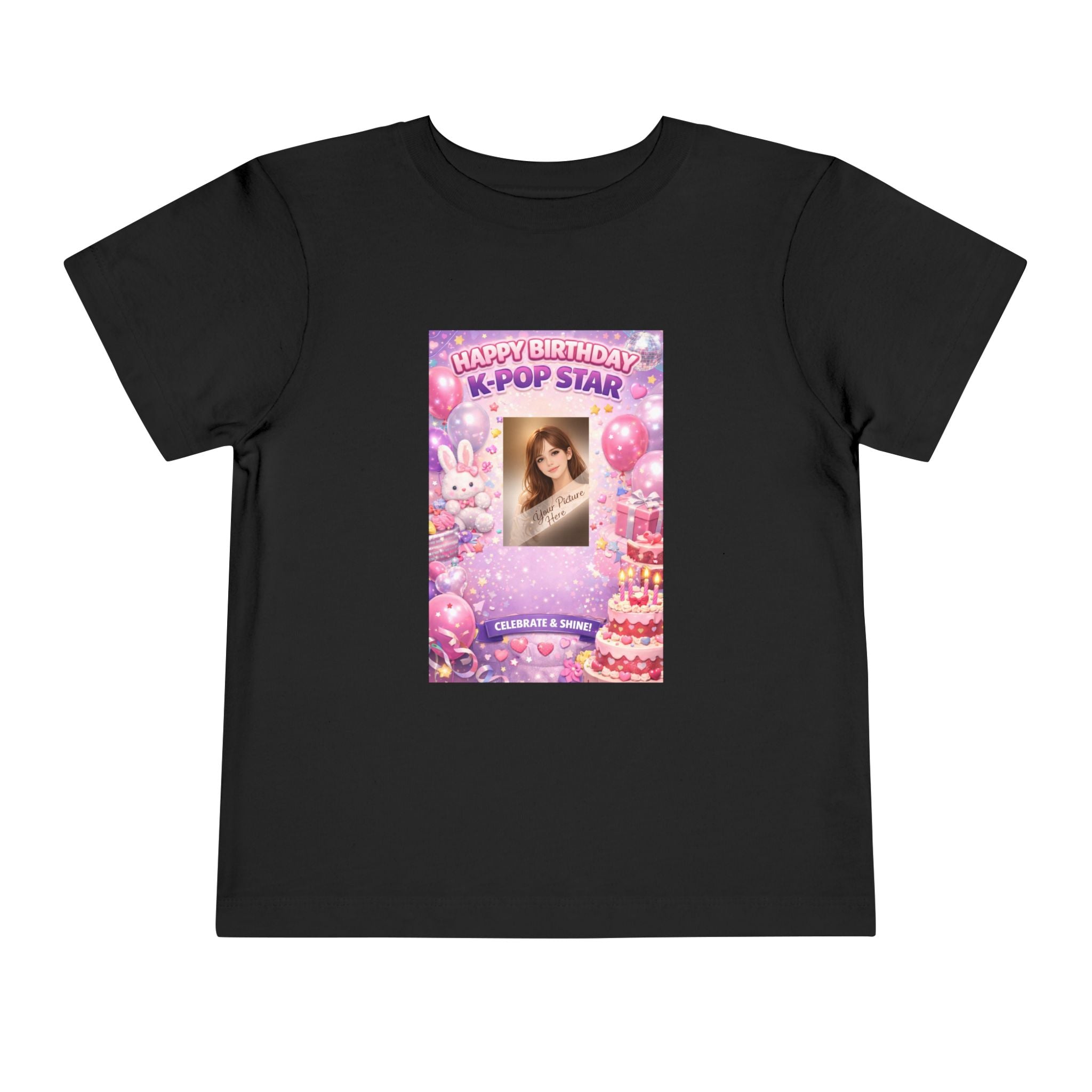 Toddler Tee — "Happy Birthday K-Pop Star" Pink Birthday Photo Shirt - Upload your own picture