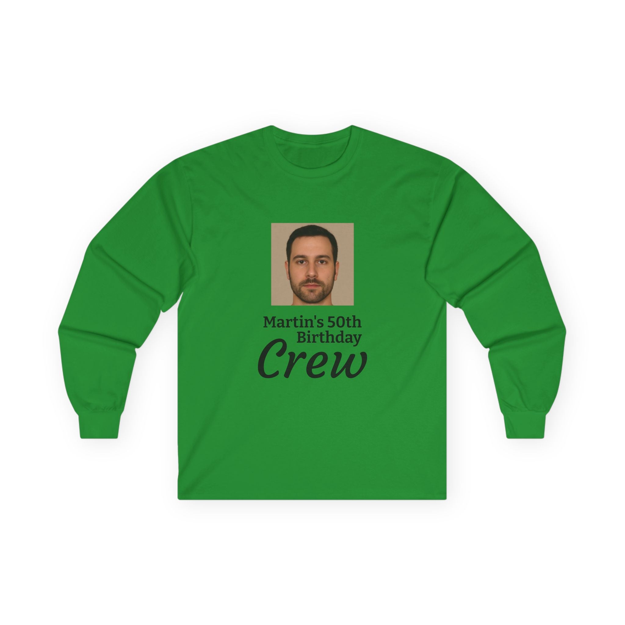 Personalized 50th Birthday “Birthday Crew” Long Sleeve Shirt with Custom Photo
