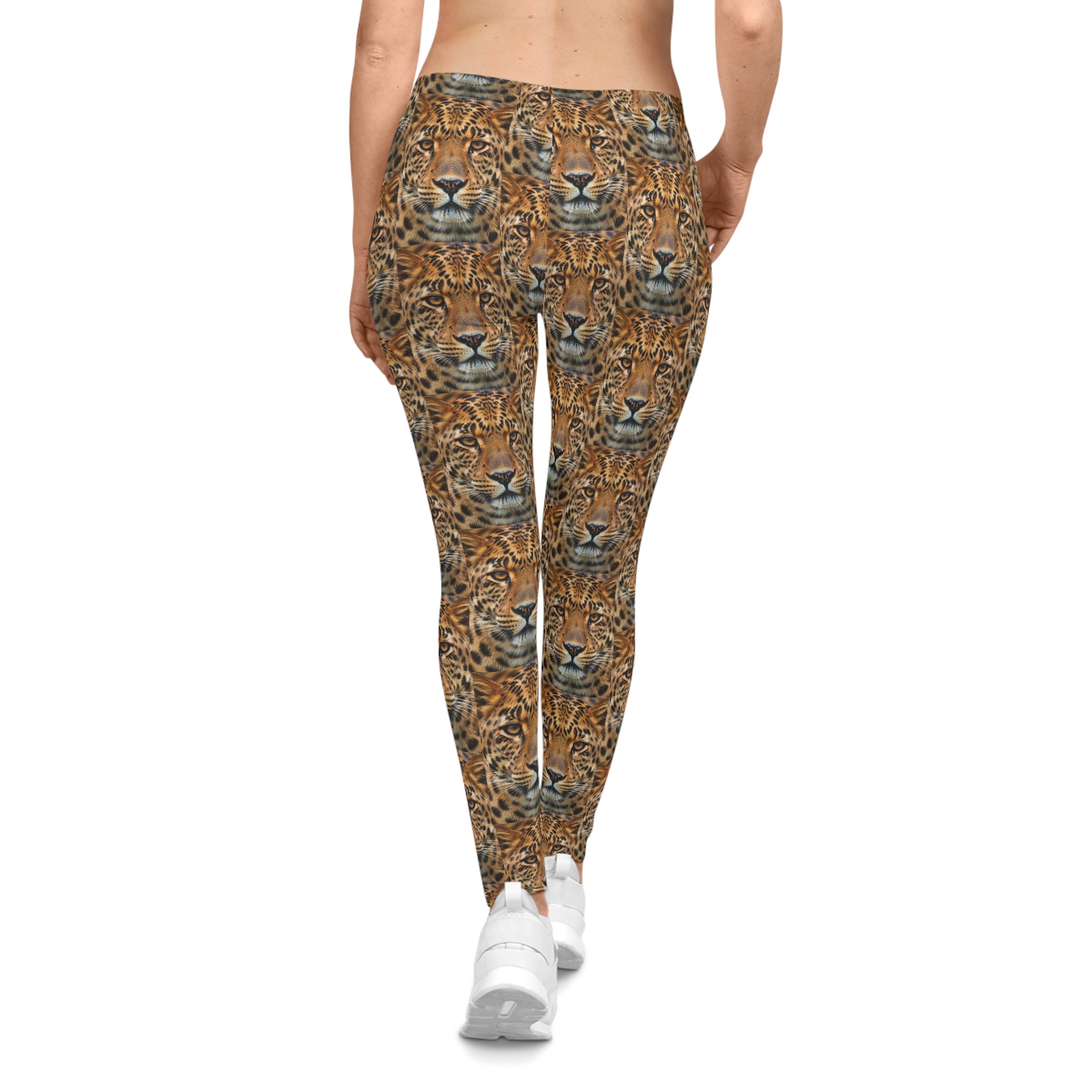 Leopard Face All-Over Print Women's Leggings - Bold Safari Animal Print