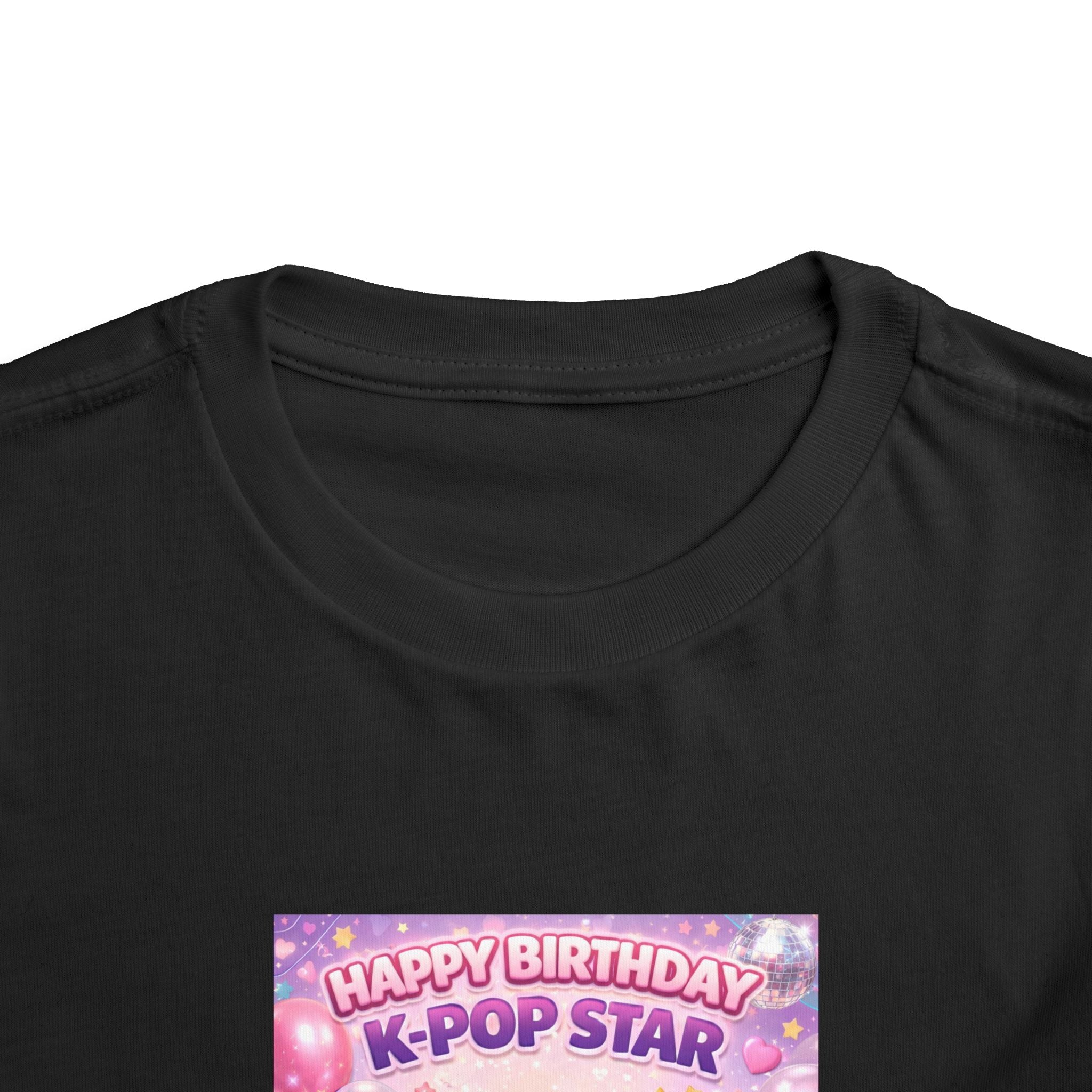 Toddler Tee — "Happy Birthday K-Pop Star" Pink Birthday Photo Shirt - Upload your own picture