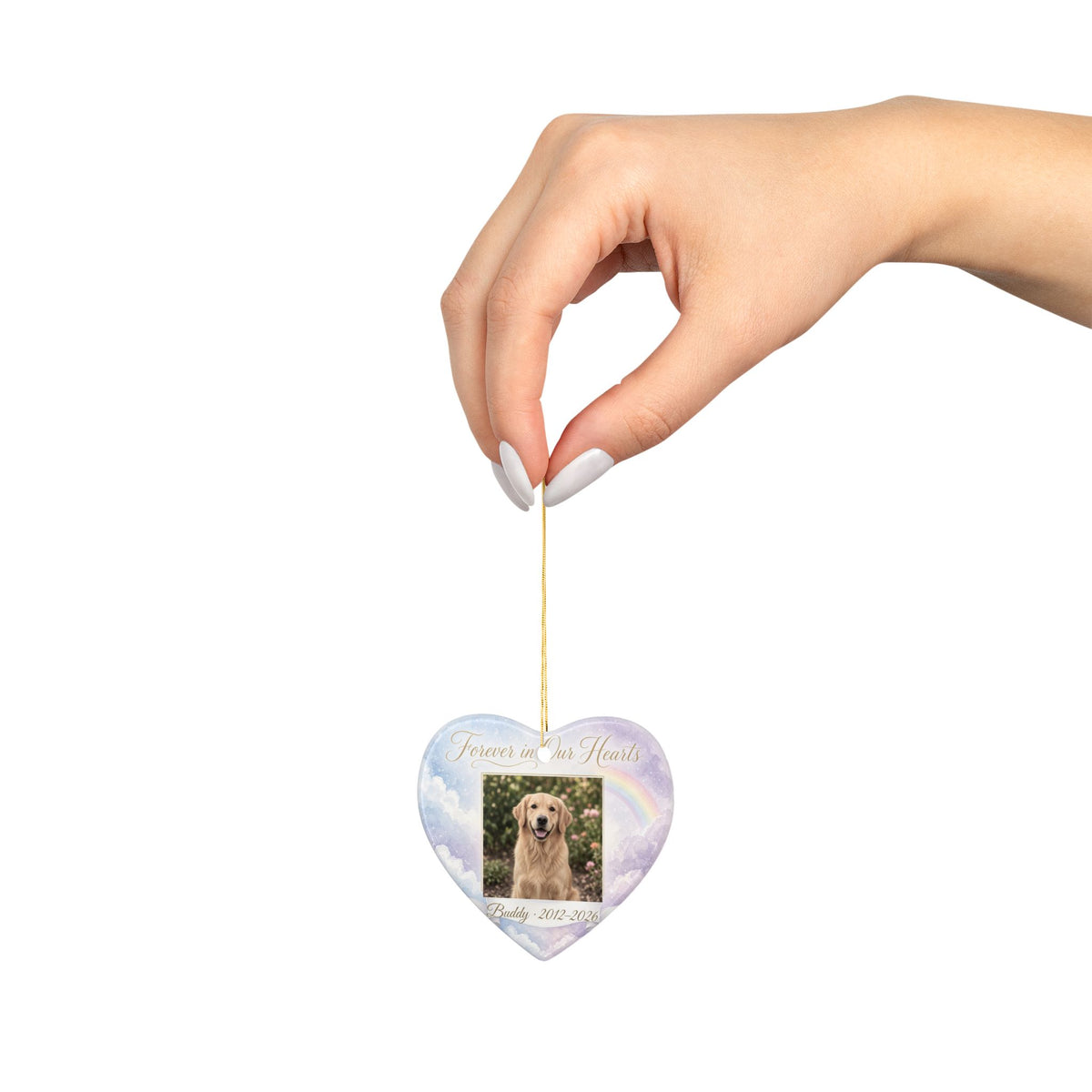 Personalized Pet Memorial Ornament – Custom Photo & Name Heart Keepsake