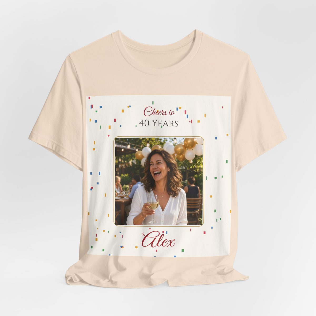Cheers to 40 Years Personalized Photo Tee – Custom Milestone Birthday Shirt