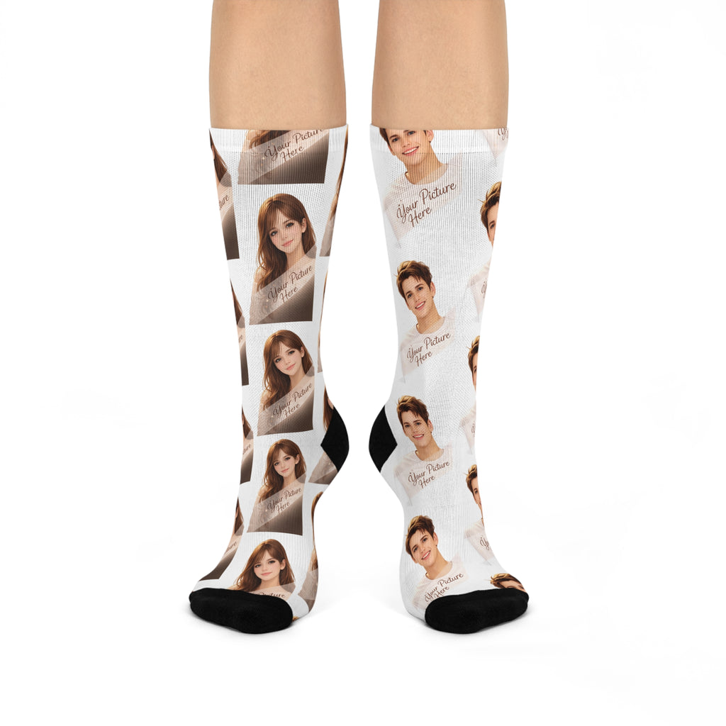 Custom Photo Cushioned Crew Socks — Personalized Face Portrait Socks