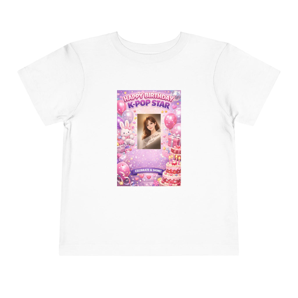 Toddler Tee — "Happy Birthday K-Pop Star" Pink Birthday Photo Shirt - Upload your own picture