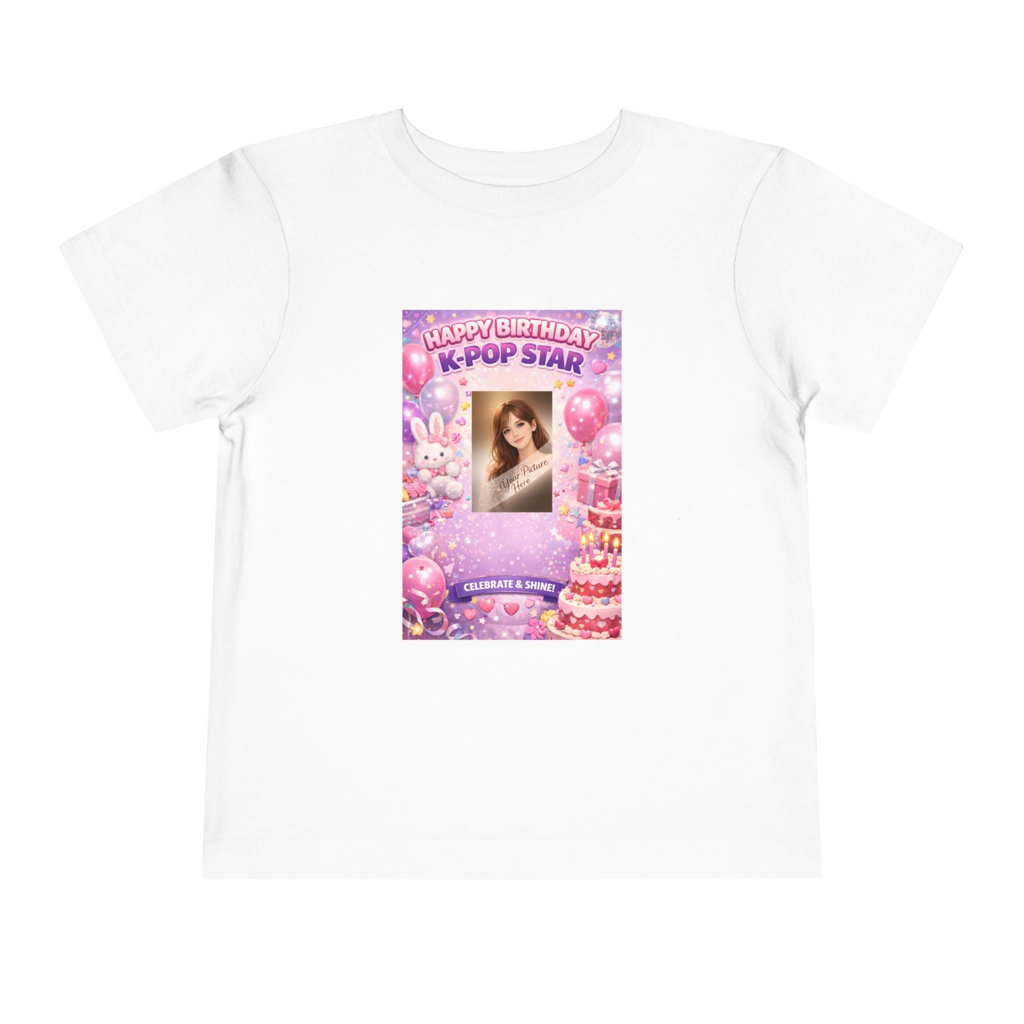 Toddler Tee — "Happy Birthday K-Pop Star" Pink Birthday Photo Shirt - Upload your own picture