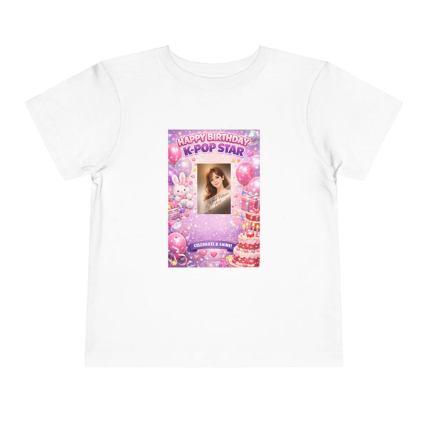 Toddler Tee — "Happy Birthday K-Pop Star" Pink Birthday Photo Shirt - Upload your own picture