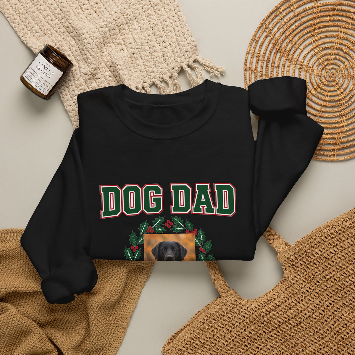 Dog Dad Personalized Sweatshirt – Custom Dog Photo & Name Crewneck