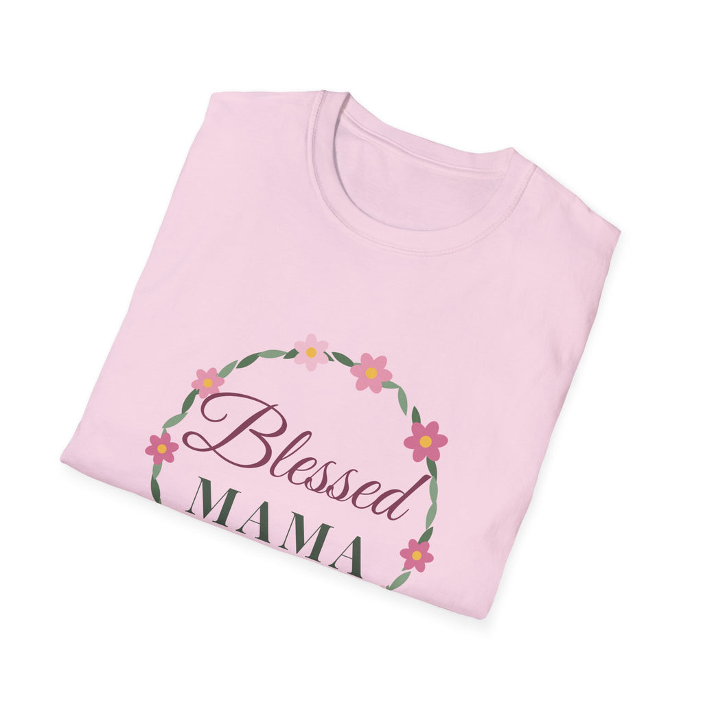 Blessed Mama Floral Wreath Tee — Christian Mom T-Shirt, Mother's Day Gift