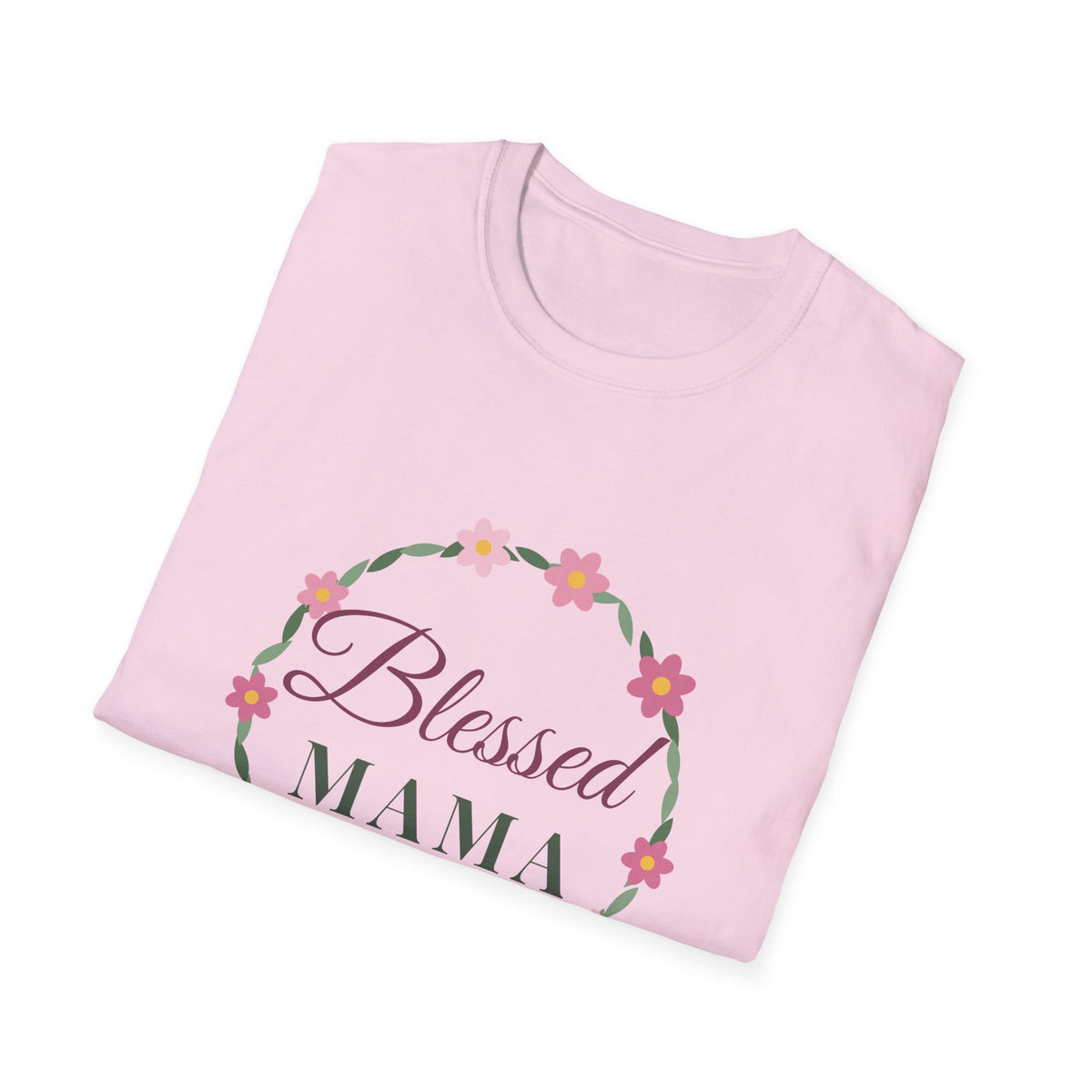 Blessed Mama Floral Wreath Tee — Christian Mom T-Shirt, Mother's Day Gift