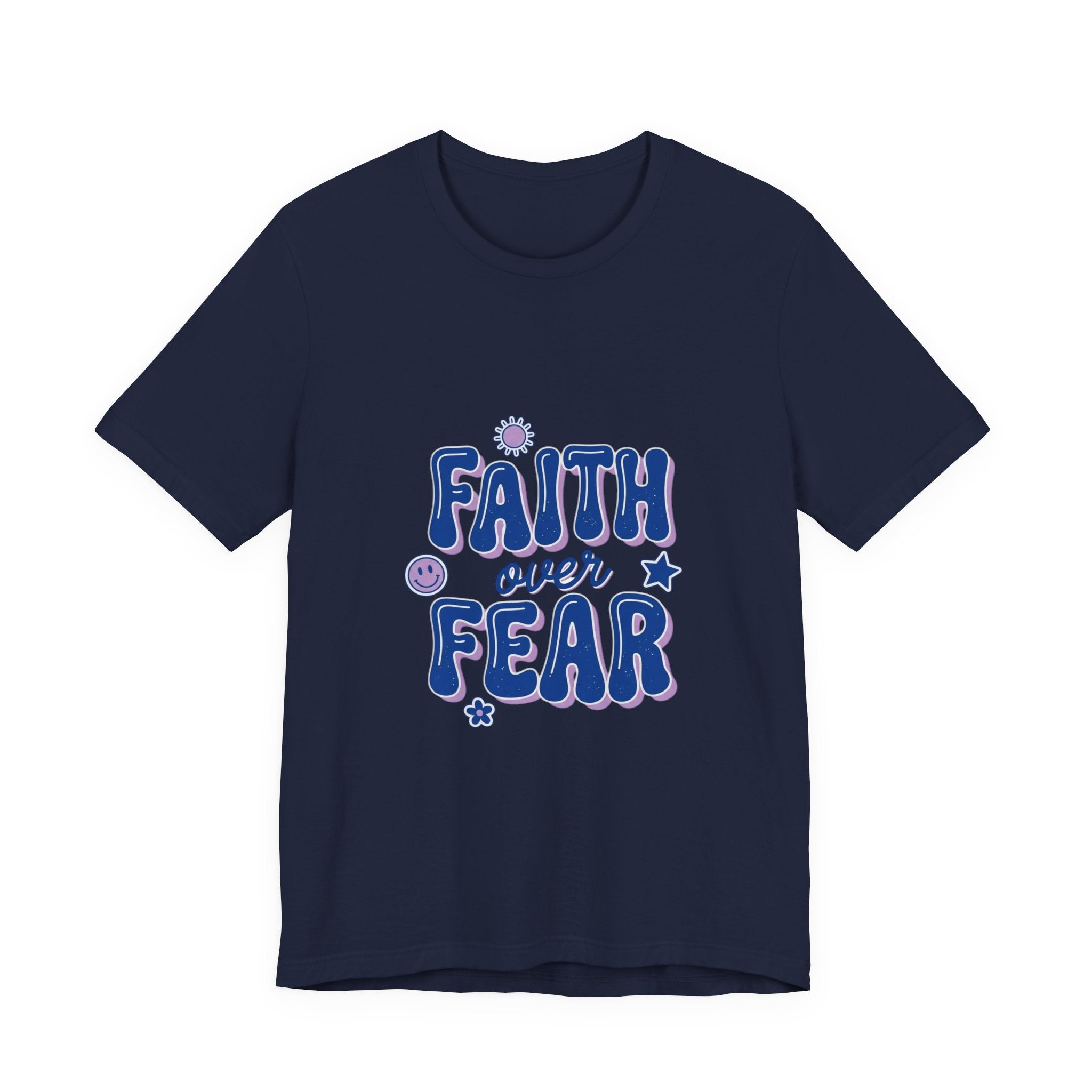 Faith Over Fear Tee | Christian Rainbow Scripture, Playful Mixed-Font Faith Shirt