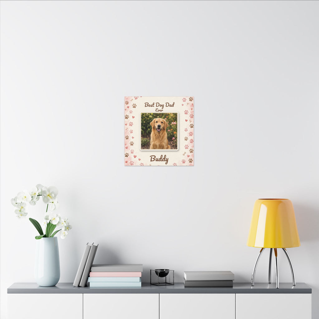 Best Dog Dad Ever Personalized Canvas – Custom Dog Photo & Name Wall Art