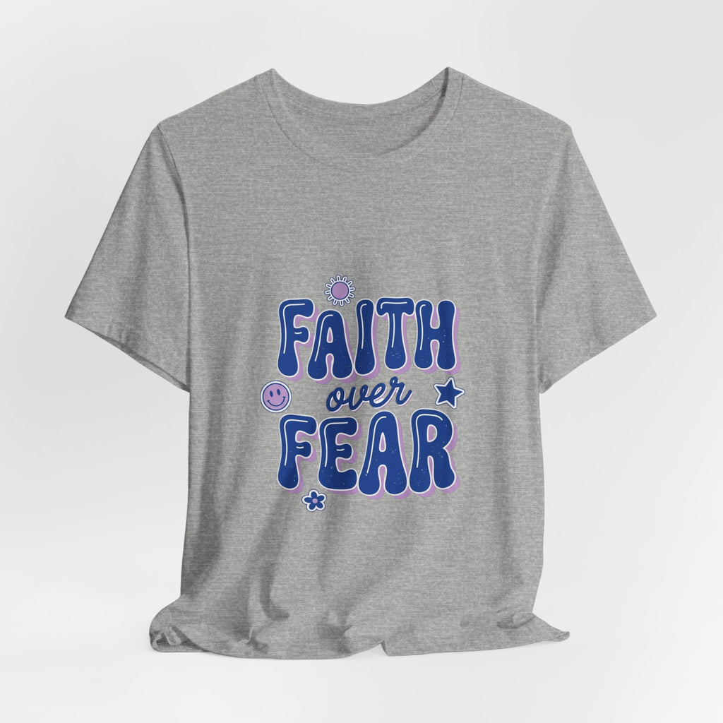 Faith Over Fear Tee | Christian Rainbow Scripture, Playful Mixed-Font Faith Shirt