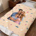 Personalized Velveteen Plush Blanket – Custom Photo Throw with Cute Beach Ball & Cloud Pattern