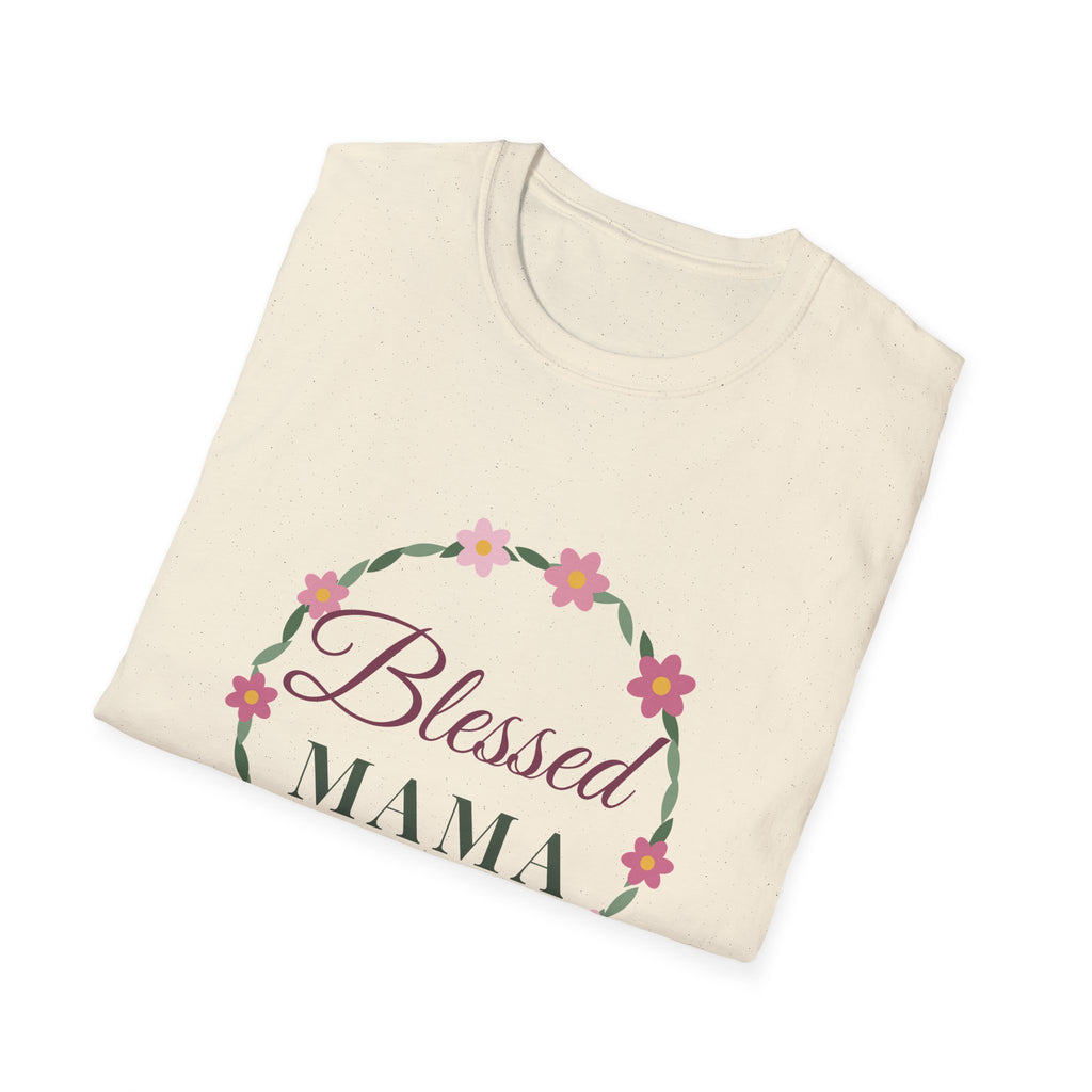 Blessed Mama Floral Wreath Tee — Christian Mom T-Shirt, Mother's Day Gift