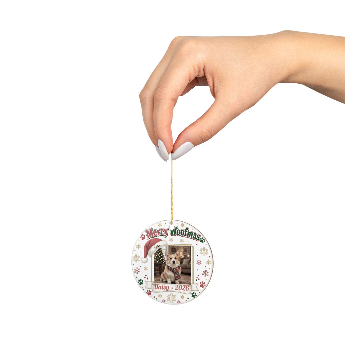 Custom Pet Photo Christmas Ornament – Merry Woofmas Personalized Dog & Cat Keepsake