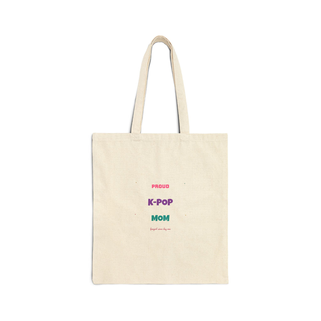 Proud K-Pop Mom Tote Bag — Cute Fangirl Canvas Tote for Concerts & Everyday