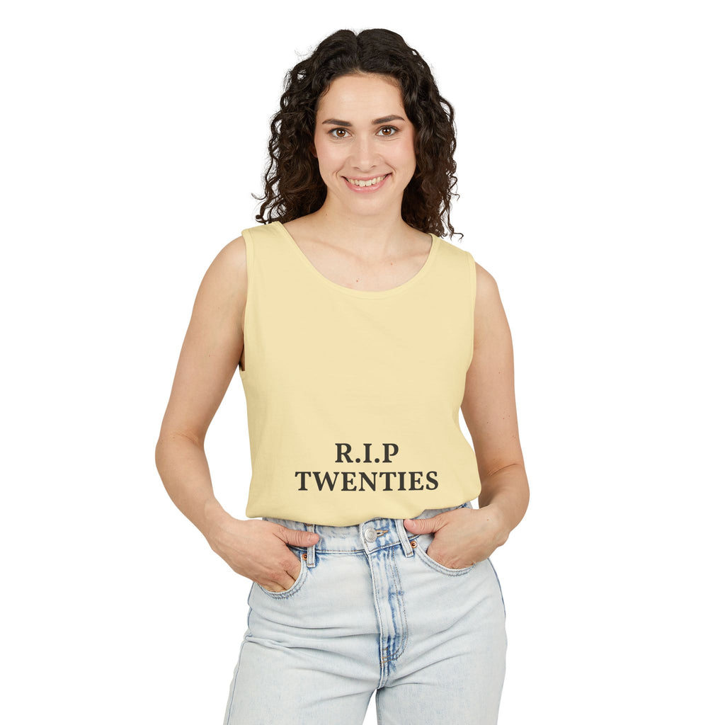 R.I.P. Twenties Tank Top — Funny 30th Birthday Retirement of Your 20s Tee