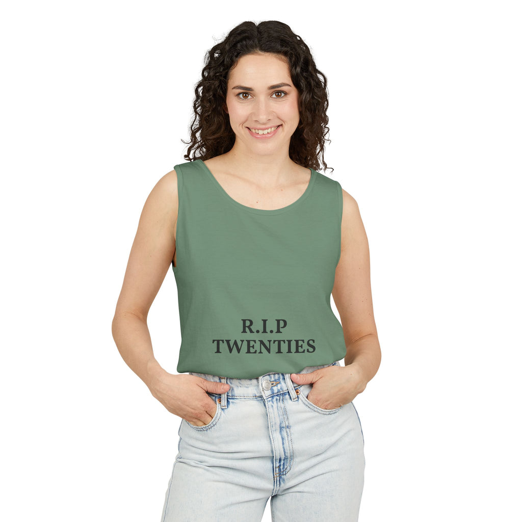 R.I.P. Twenties Tank Top — Funny 30th Birthday Retirement of Your 20s Tee