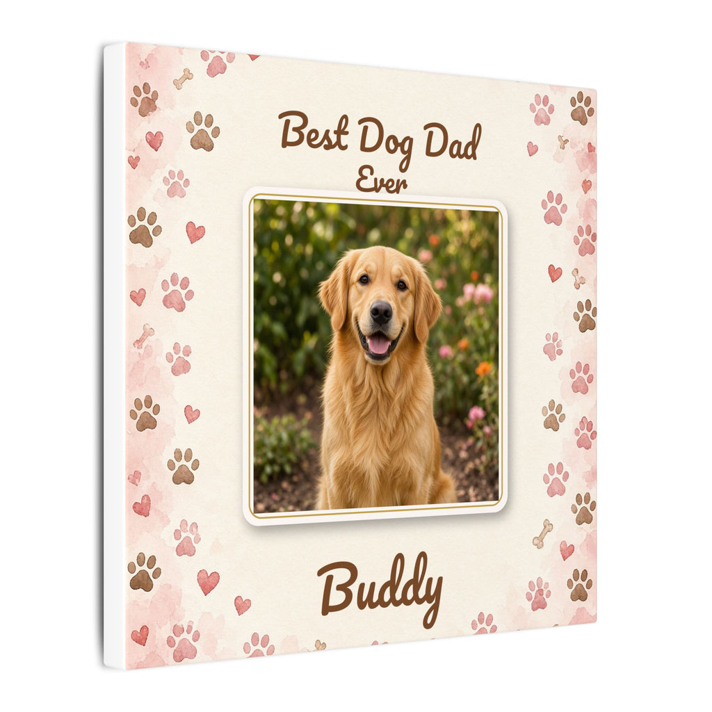 Best Dog Dad Ever Personalized Canvas – Custom Dog Photo & Name Wall Art