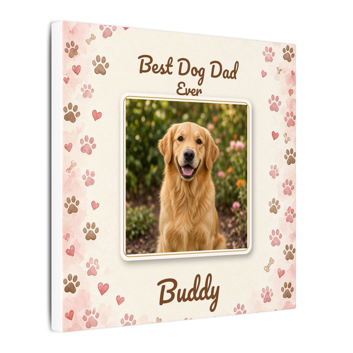 Best Dog Dad Ever Personalized Canvas – Custom Dog Photo & Name Wall Art