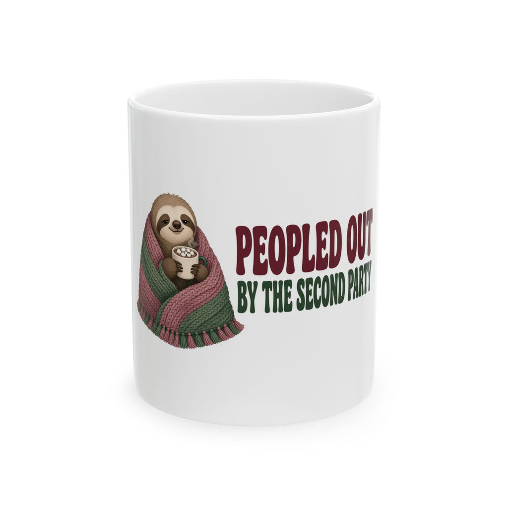 Peopled Out by the Second Party Mug — Funny Introvert Christmas Sloth Coffee Mug 11oz